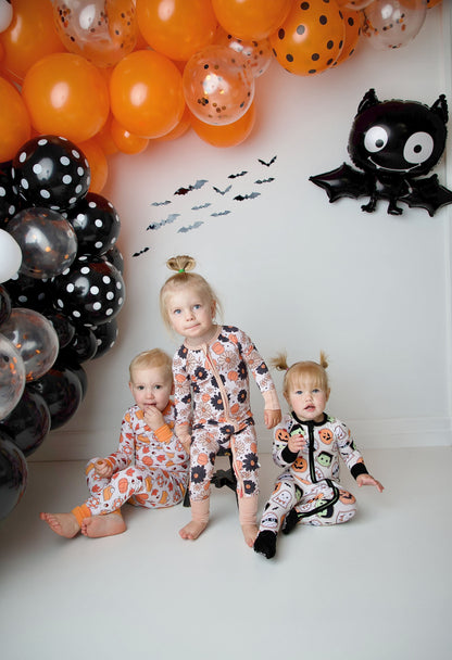 pumpkin petals zip romper