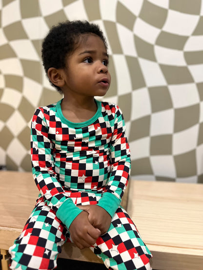 check the halls two piece pjs