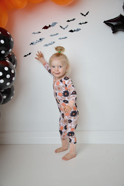 pumpkin petals zip romper