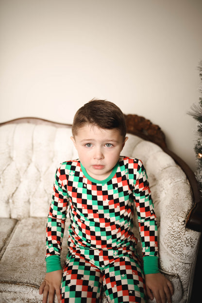 check the halls two piece pjs