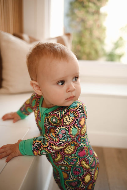 fruit frenzy zip romper