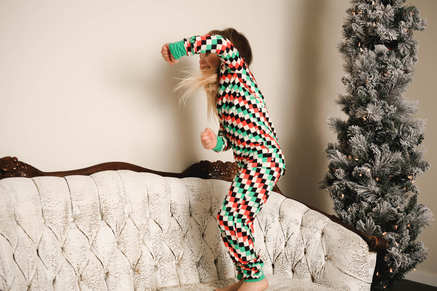 check the halls two piece pjs