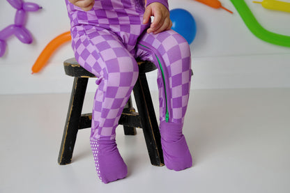 bedtime berry zip romper