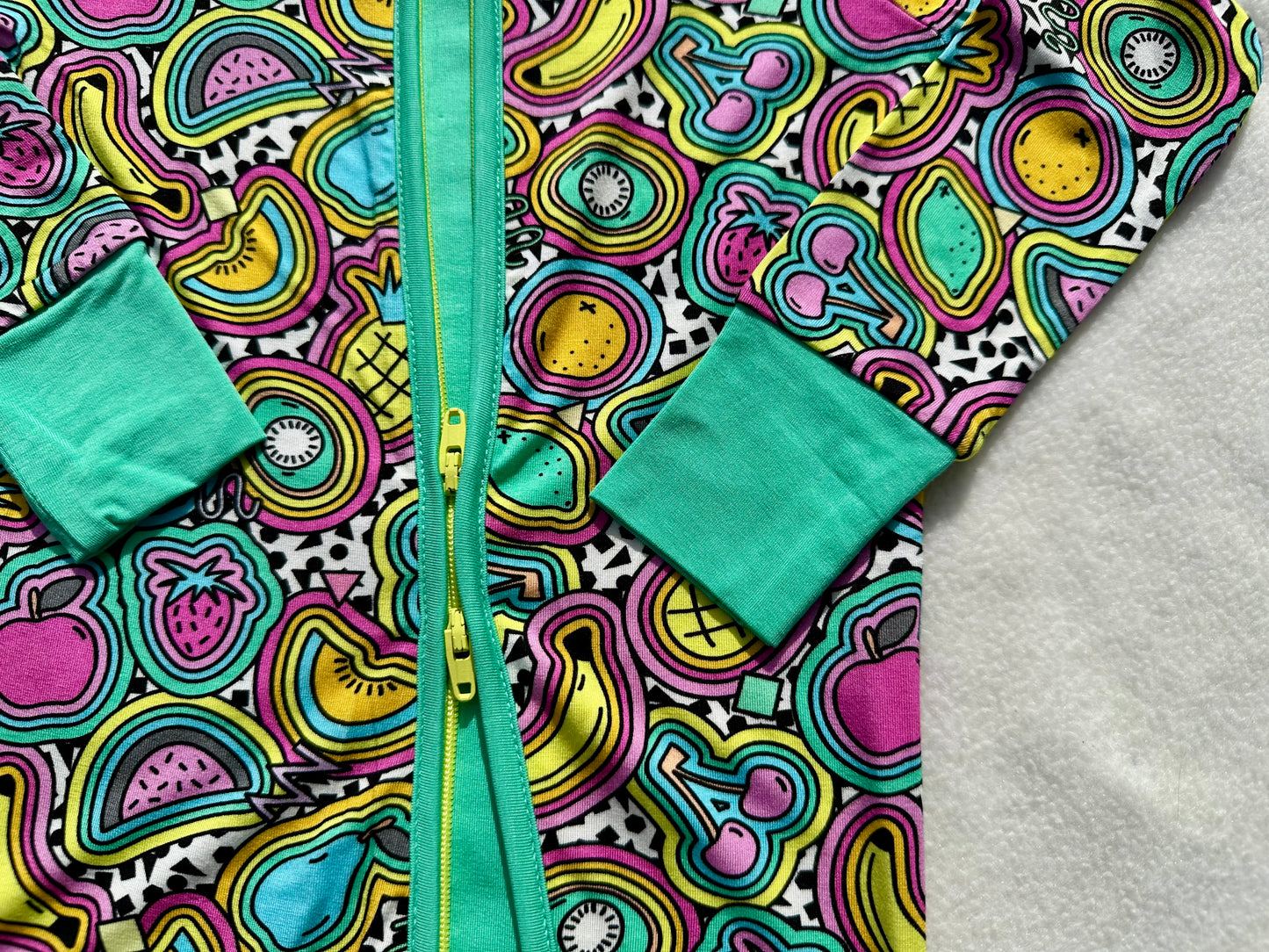 fruit frenzy zip romper