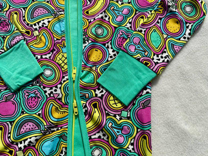 fruit frenzy zip romper
