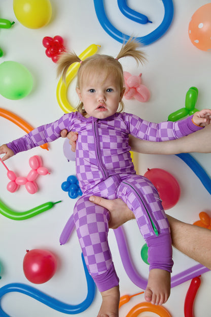 bedtime berry zip romper