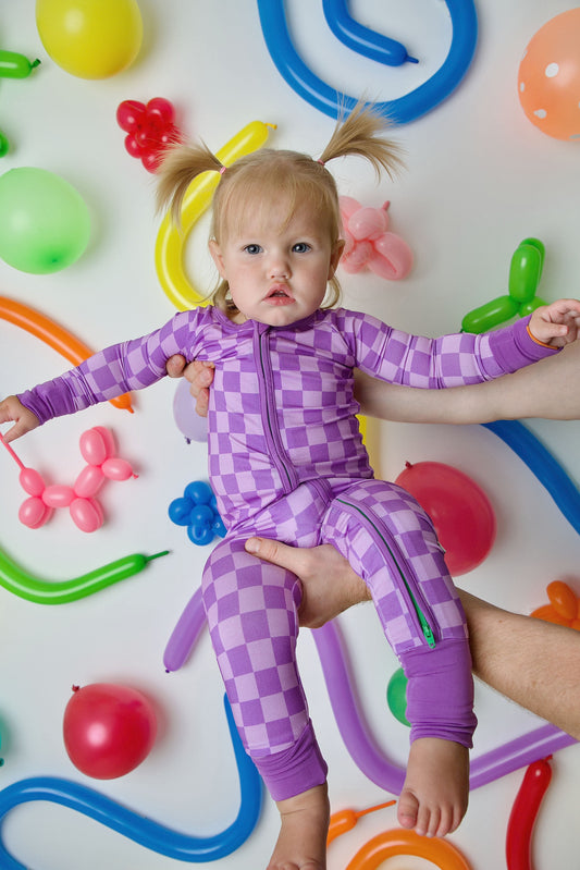 bedtime berry zip romper