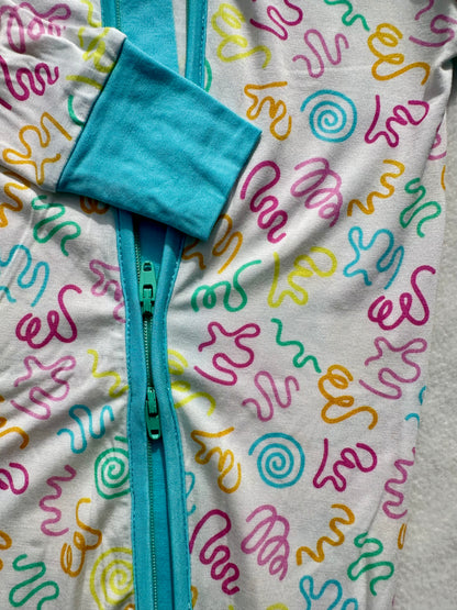squiggles & wiggles zip romper