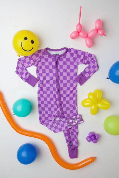 bedtime berry zip romper