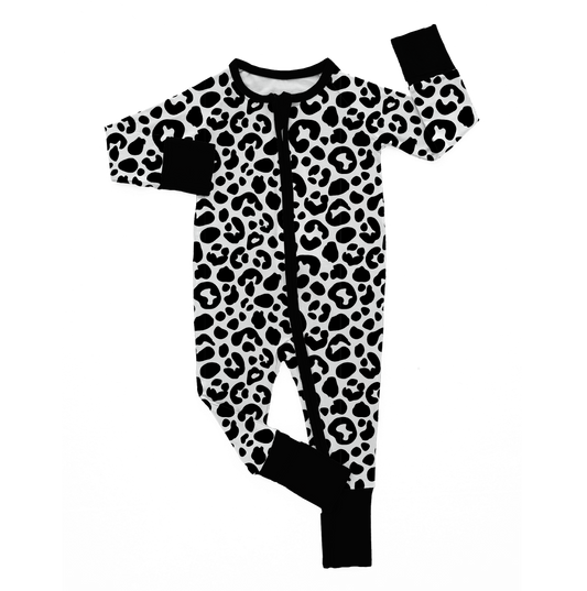 spotted snuggles zip romper