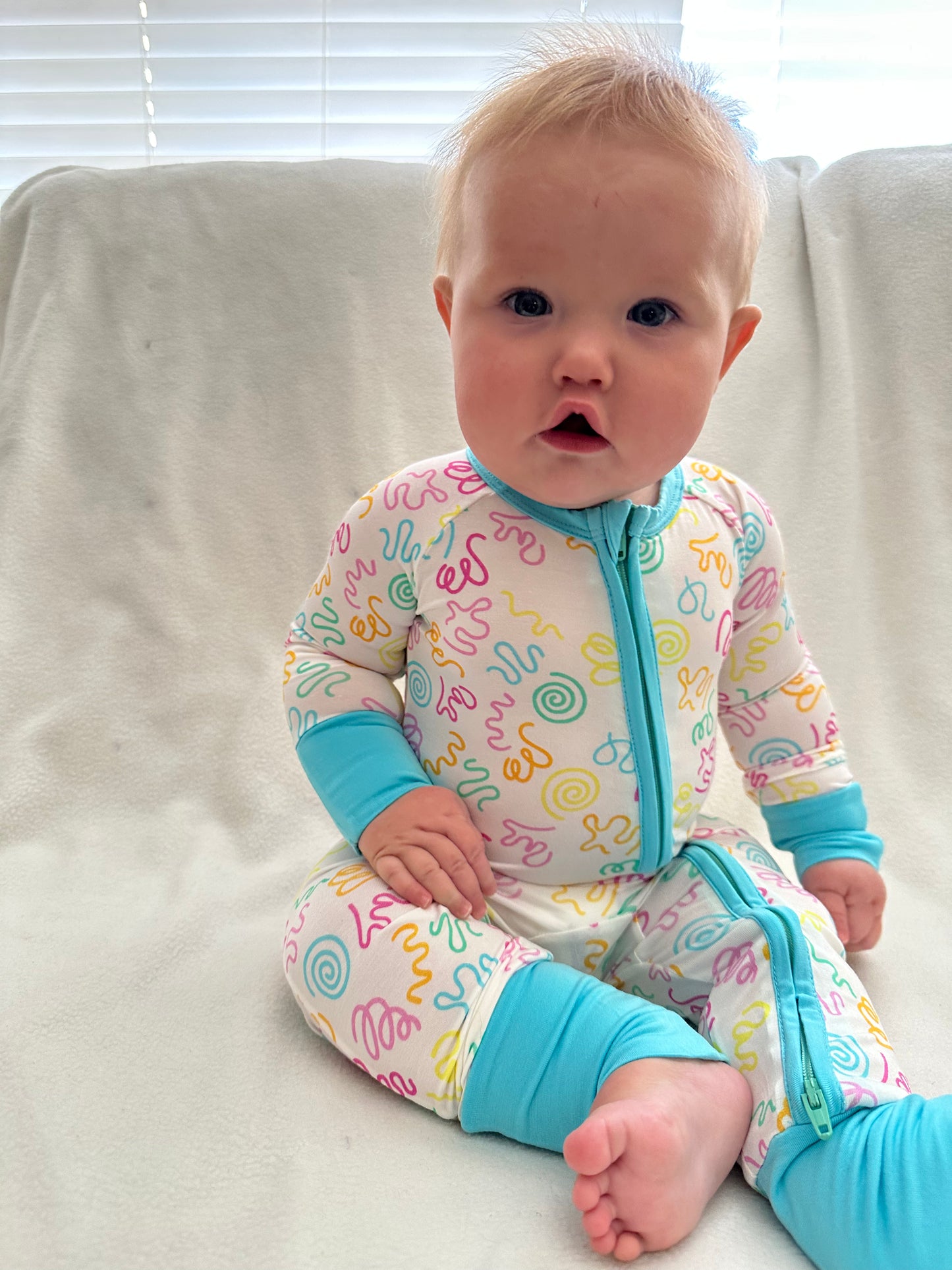 squiggles & wiggles zip romper